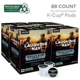 Laughing Man Dukale's Blend Keurig Recyclable K-Cup Coffee Pods, Medium Roast Arabica Coffee for Keurig Makers, 88 Count (4 Packs of 22)