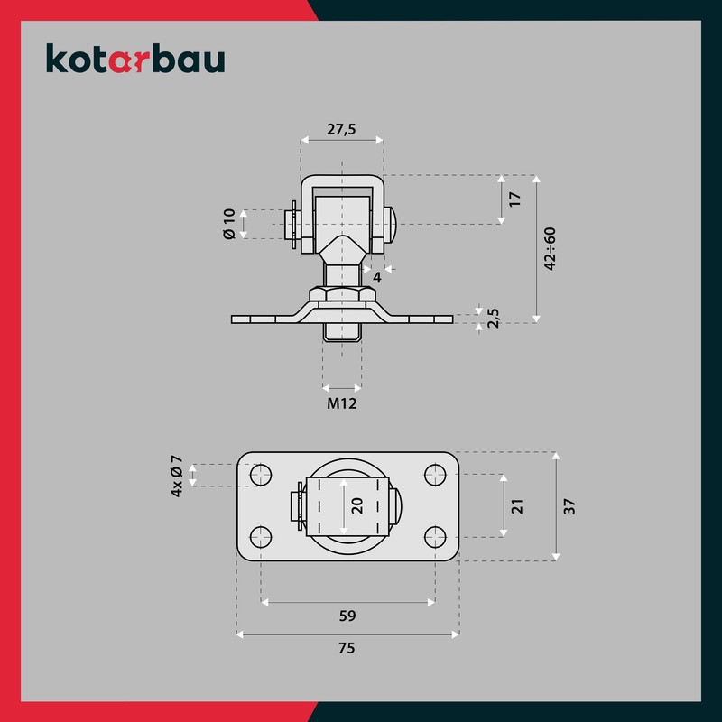 KOTARBAU® Set of 2 Adjustable Door Hinges M12 for Screwing