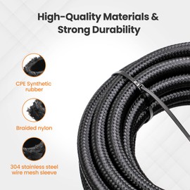 maXpeedingrods 6AN 20FT Fuel Line Kit, 3/8" Gas Oil Line Hose, AN6 Transmission Cooler Lines, CPE Nylon Stainless Steel Braided+ -6AN Push Lock Fitting Hose End 10PCS