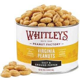 Whitley’s Salt & Ground Pepper Virginia Peanuts – Super Extra Large 'Home Cooked' Virginia Peanuts (20 Ounce Tin)