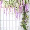 Siyaluens 12Pcs Artificial Wisteria Hanging Flowers, 3.6Ft/Pcs Purple Fake Wisteria
