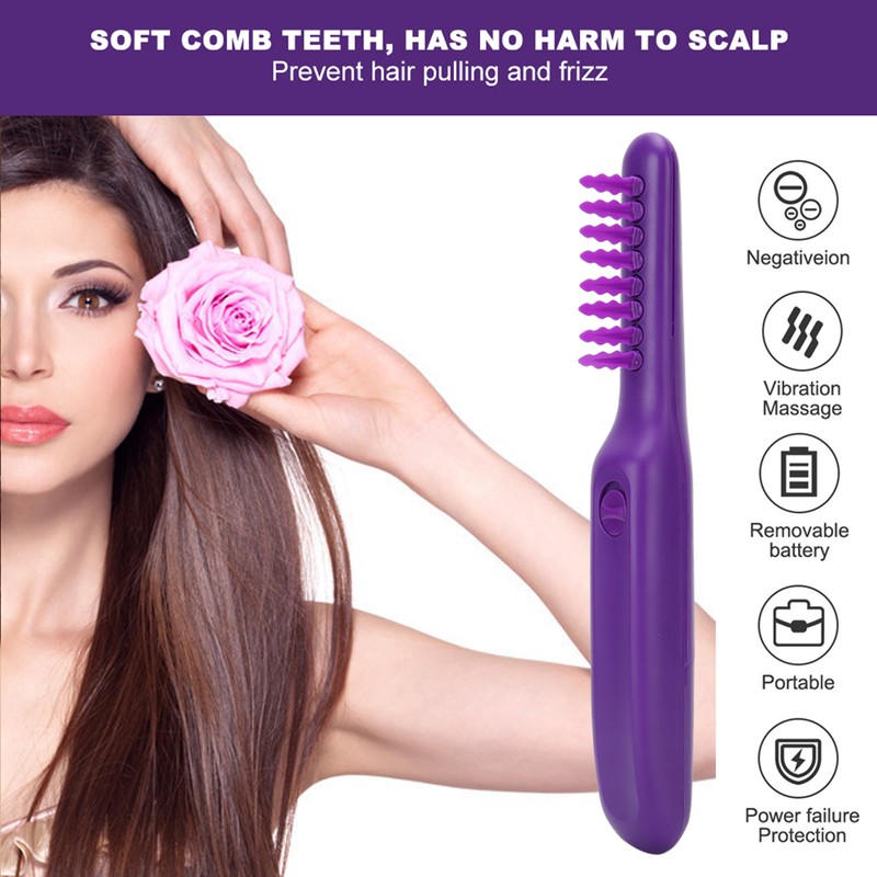Electric Detangling Comb Wet Dry Dual Use Negative Ion Massage