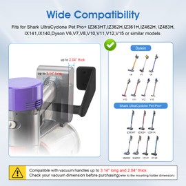 Upgraded 2 Pack Easy Access Cordless Vacuum Wall Mount Hanging Holder fits for Dyson V-Series & Outsize Stick Vacuums – Heavy Duty Metal Wall Rack with Rubber Coating, Garage Shed Storage Brackets