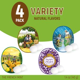 Les Anis de Flavigny Candy Mints, The French Mints, Vegan, Non-GMO, Made in France, Anise, Lemon, Mint, and Violet Flavors, 40g Box, 4-Pack