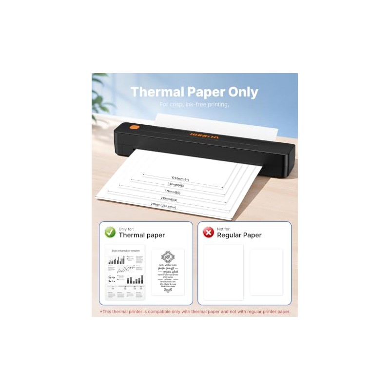 Rongta Portable Thermal Printer - Wireless & Inkless for Travel