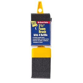 FoamPRO 715-4, 1 1/2" Foam Brush w/ 4 Refills - Premium Quality Paint Brush Set for All Paints, Urethanes, Varnishes, Stains - Effortless Application Foam Brushes- Smooth Finish, Reusable Handles