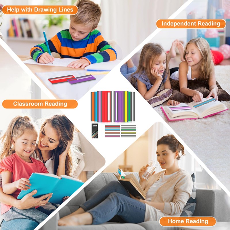 FEEHOPE 16 Pack Guided Reading Strips for Kids and Students