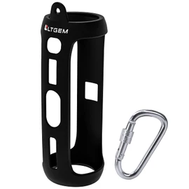 LTGEM Silicone Case Compatible with JBL FLIP 5 Waterproof Portable Bluetooth Speaker, Hard Shell Travel Carrying Storage Bag with Extra Carabiner - Black(Case Only)