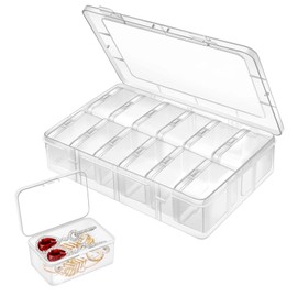 Mathtoxyz Small Bead Organiser and Storage, Plastic Clear Box Storage Container Box with Hinged Lid for Small Beads Jewellery, Craft Items & Small Parts Storage Box