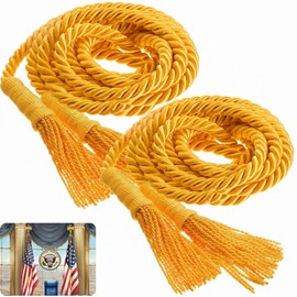 SATINIOR 216 Total Inches Gold Tassels, Gold Braided Cord Tassel for Graduation Cords, Parade Banner, Flag, Indoor Flagpole Display Independence Day Decorations, American Flag Decor for 4th of July