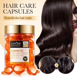Hair Oil Capsule For Split Ends, Moisturizes Rough Hair, 30 Capsules, Improves Damage Caused By Blow-Drying, Leaves Hair Smooth And Elastic, Easy To Comb Without Tangles, Restores Healthy Shine
