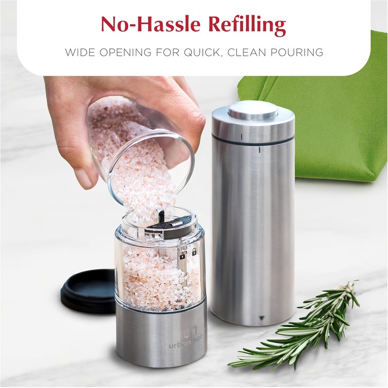 Electric Salt and Pepper Grinder - Battery Operated Stainless Steel