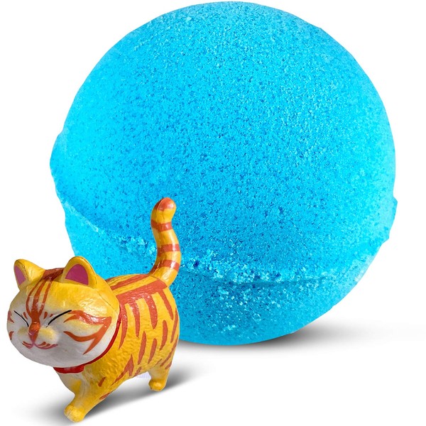 1 Bath Bomb for Kids with Surprise Toy Inside "Big Cat" - Natural and Safe for Sensitive Skin Ingredients with Olive and Coconut Oils and Cotton Candy Fragrance - Gift for Boys or Girls - Made in USA