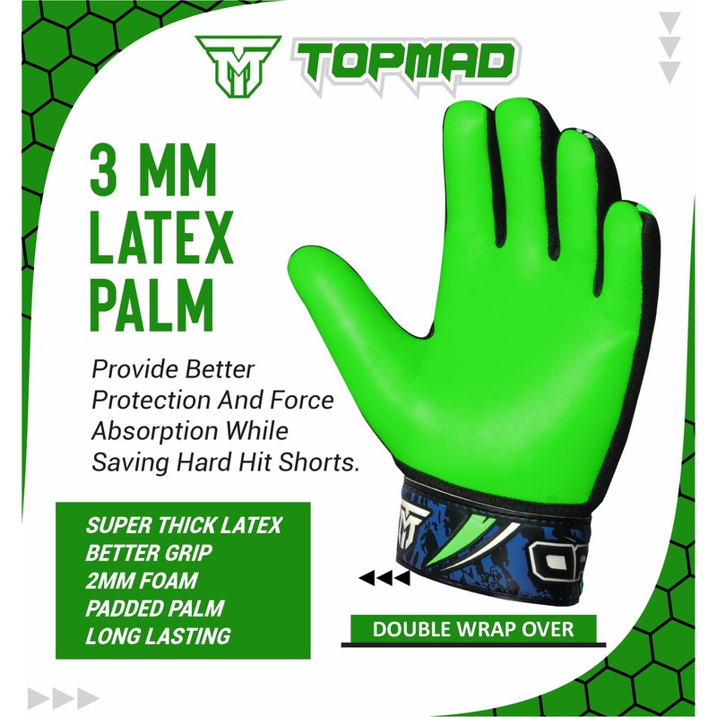 TOPMAD Goalkeeper Gloves (Green, Size 8 suitable for Adult (M/L))