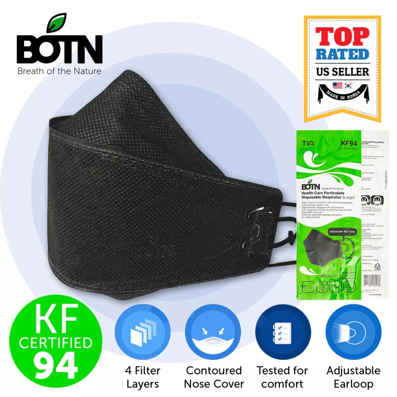 Tia BOTN 2 PCS BOTN KF94 BLACK Protective Face Mask
