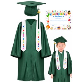 QZYL Kindergarten Graduation Cap and Gown Set, 2025 Kids Graduation Outfit with Tassel and Certificate for Kindergarten
