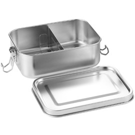 Stainless Steel Bento Box Adult 1200ml Large Capacity 304 Square Lunch Box with Dividers Easy to Clean Snack Box Container Single Layer Bento Box for Outdoor Use