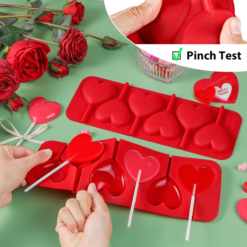Webake Heart Lollipop Molds 6 Holes Heart Shaped Chocolate Candy