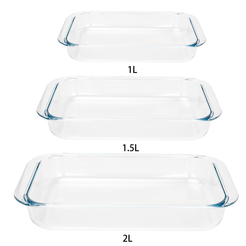 1.5-Quart Tempered Glass Oblong Baking Dishes, Set of 2