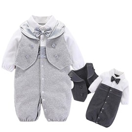 CORELAVISH Ceremony Dress, Boys, Baby Dress, Shrine Visit, Discharge, Spring, Autumn, Winter, Long Sleeve, Vest, Wedding, Boys, Newborn, White, Formal, Baby Shower, Baby Clothes, Coverall, Romper,