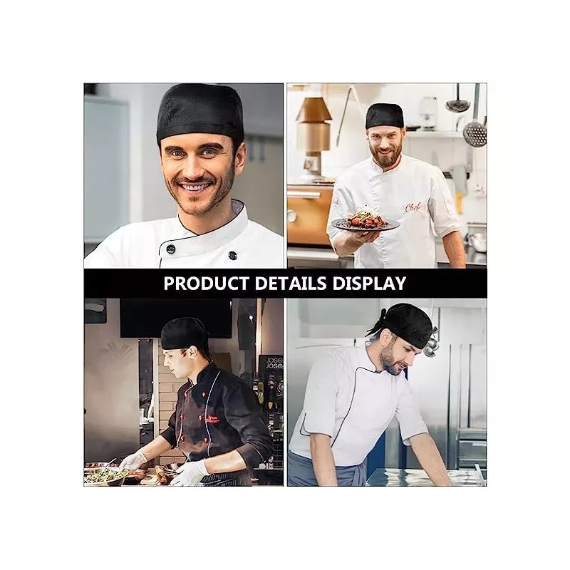 Clicmania Gorro D Cocinero Chef Ajustable Unisex Cofia Bandana Pañuelo