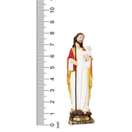 Kingdom Supplies Biblegifts Jesus Good Shepherd Florentine Statue 8" (20 cm) Traditional Italian Design Resin Christ carrying Baby Lamb Gold Collection.