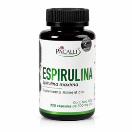 PACALLI Espirulina 500mg - 120 Cápsulas - Suplemento                                                                                                  
