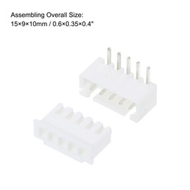 sourcing map 2.54mm Pitch XH Connector Kits 5 Pin Male Female Header Right Angle Socket Housing Cable Adapter and Crimp DIP Kits, 50 Set(350pcs)