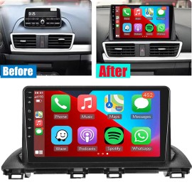 Unbranded Apple Carplay Android 12 32G Cam WIFI GPS Car Stereo Radio For Mazda 3 2014-2018