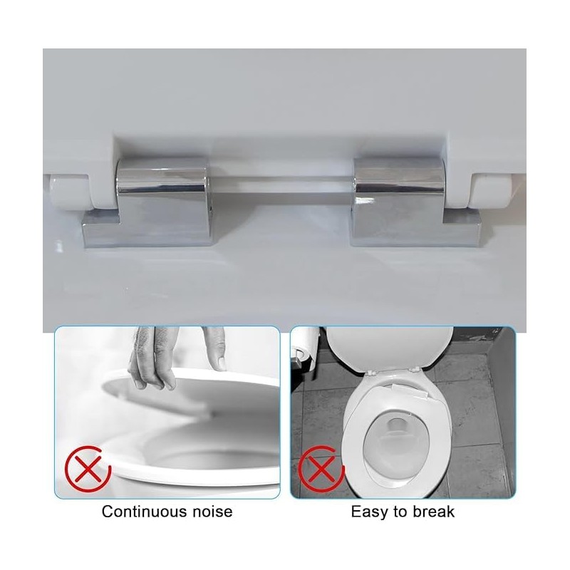 Toilet Seat Hinges Replacement Set, Metal Alloy, Soft Close, Universal