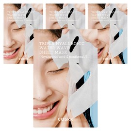 COSRX Hydrium Triple Hyaluronic Water Wave Sheet Mask, 1 Pack, 4 Packs / 코스알엑스 하이드리움 트리플 히알루로닉 워터 웨이브 시트 마스크, 1개입, 4개