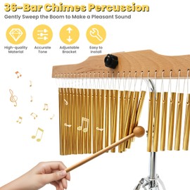 SOCROTO 36-Bar Chimes Percussion 36 Notes Musical Instruments Single-Row Wind Chimes with 2.5-4FT Adjustable Stand Musical Percussion for Orchestras Choirs Classrooms Church Bands