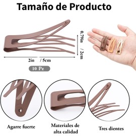 Triko Juego de 10 Broches Metálicos para el Cabello, Pinzas de Doble Agarre, Clips Metálicos a Presión para Cabello, Accesorios para el Cabello para Mujer, para Peinar y Sujetar