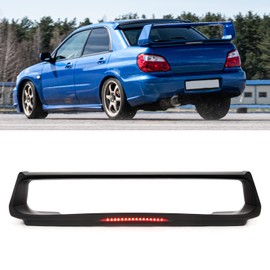 HECASA Trunk Spoiler & Brake Light Compatible with 2002-2007 Subaru Impreza WRX Sedan 4-Door Plastic Painted Matte Black