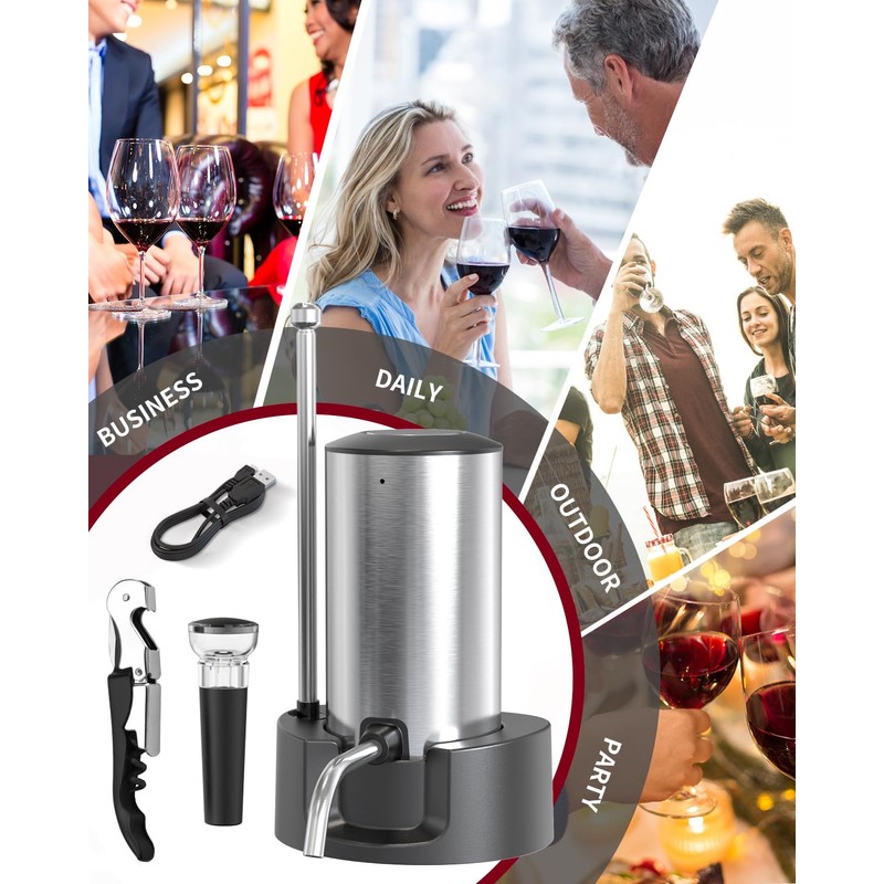 CIRCLE JOY Electric Wine Aerator Pourer Rechargeable One-touch Wine Decanter
