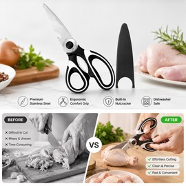 Heavy-Duty Kitchen Scissors for Food Prep – Stainless Steel Shears for Meat, Fish, Chicken & Pizza Cutting