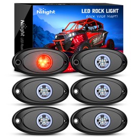 Nilight Luz LED de Roca, 6 Unidades de luz roja, Impermeable, para Debajo de la Rueda, Luces Interiores Exteriores para Coche, camión, camioneta, ATV, UTV, SUV, Motocicleta, Barco, 2 años de garantía