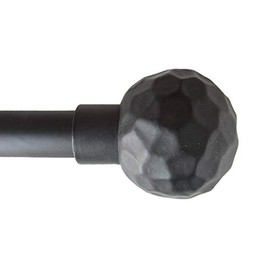 Urbanest Classic Forged Iron Hammered Ball Window Drapery Rod Set (Black, 48"-84")
