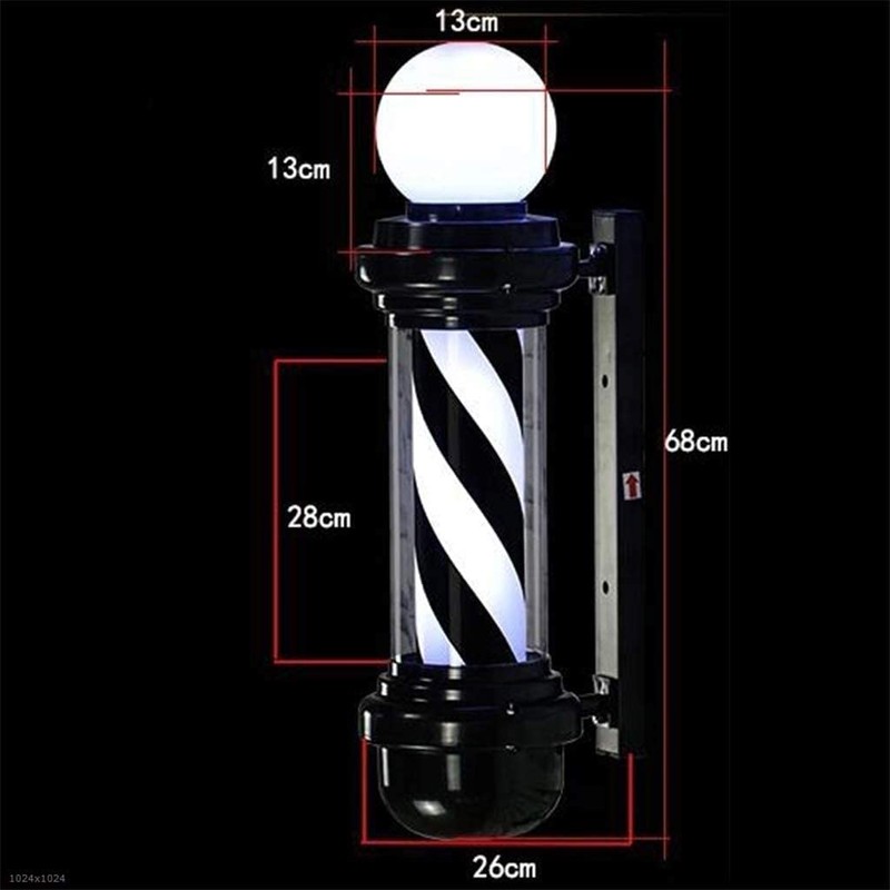 MIUXIU Barber Pole Black White LED Light,Traditional Barber Pole Outside