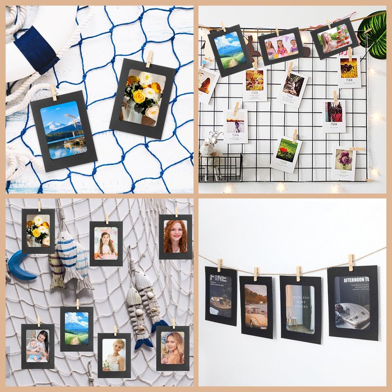 20 Pcs Paper Frames Photo Banner, 4x6 Inch Black Paper