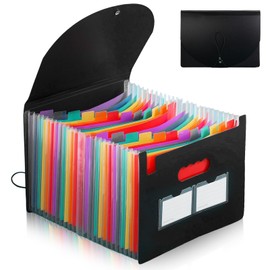 GOMETY Document Folder A4 24 Compartments Expanding Folder Sorting Folder Colourful File Folder Organiser Accordion Design Rainbow File Folder Size Large Capacity Waterproof Material