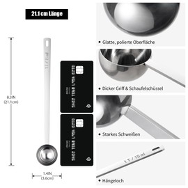 Doosu Long Coffee Spoon, Measuring Spoon 18/8 Stainless Steel with 17.5 cm Long Handle, Metal Tablespoon (15ml)