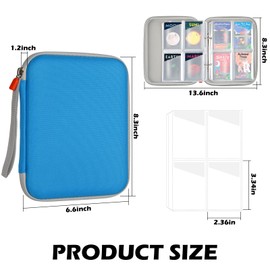 EYEGLEAM Card Case for Yoto Cards,80 Pockets Card Holder for Player & Mini Audiobook Cards,Card Binder Holder with Sleeves for Travel fit 2.3 * 3.3 inch Cards Blue