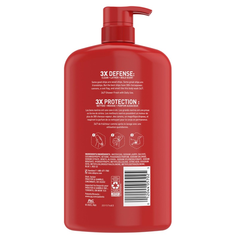 Old Spice Refreshing Body Wash for Men, 3X Defense, 24/7
