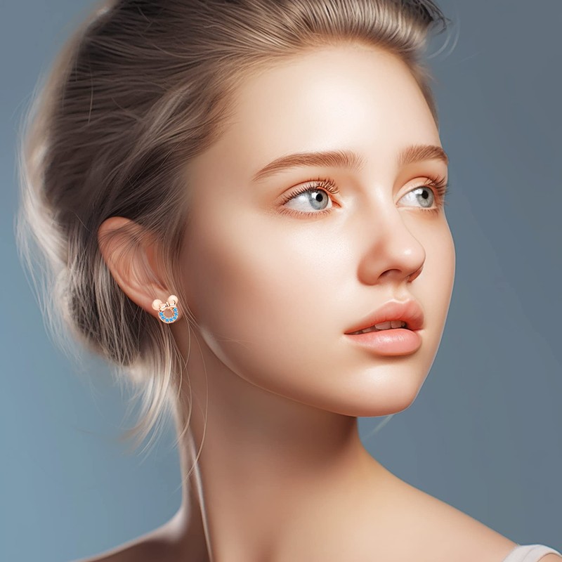 Kaguyo silver earrings for women, rose gold plated Sterling Silver