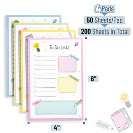 Mr. Pen- to Do List Sticky Notes, 4"x6", 4 Pads, 200 Sheets, School Style, to Do List Notepad, Lined Sticky Notes, to Do List Planner, Daily to Do List Notepad, to Do Notepad, Todo List Notepad