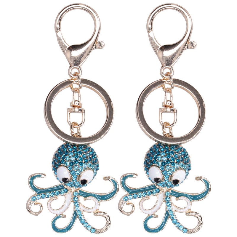 2 pieces metal key ring, octopus shaped keychain, cute keyring