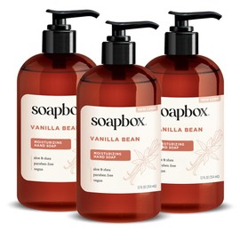 Soapbox Liquid Hand Soap, Vanilla & Lily Blossom - Gentle, Moisturizing Hand Cleanser, Vegan, Cruelty Free Hand Soap for Bathroom and Kitchen, 12oz Pump Bottles (Pack of 3)