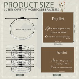 Equsion 30 Sets Inspirational Morse Code Bracelets for Women Men with Cards Bulk Gifts for Christmas Coworker Staff Employee(Pray First)