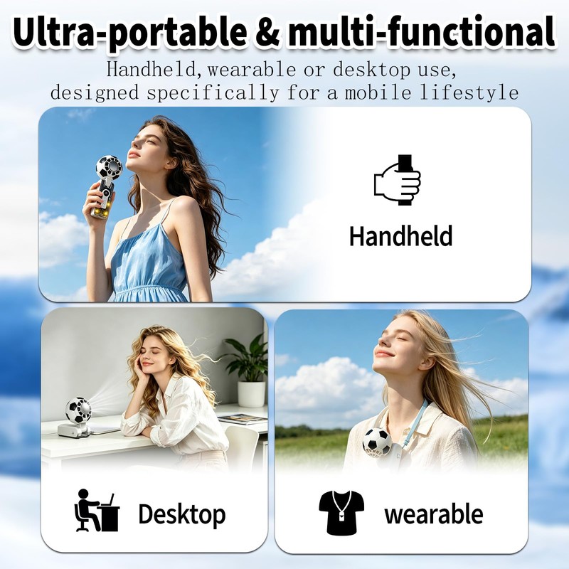 2026 World Cup Handheld Fan-Portable Handheld Turbo Fan with Ice